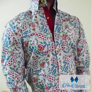 Camisa con Diseño Blanca y Rojo01